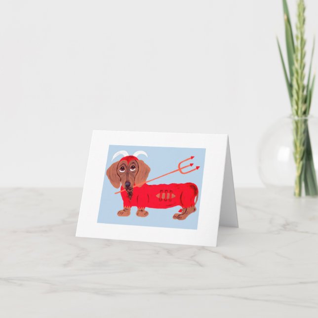 Dachshund Devil Holiday Card (Front)