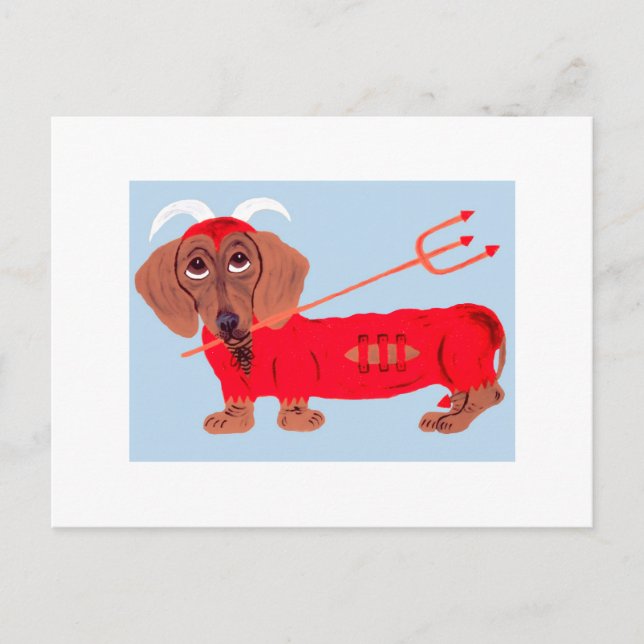 Dachshund Devil Holiday Postcard (Front)