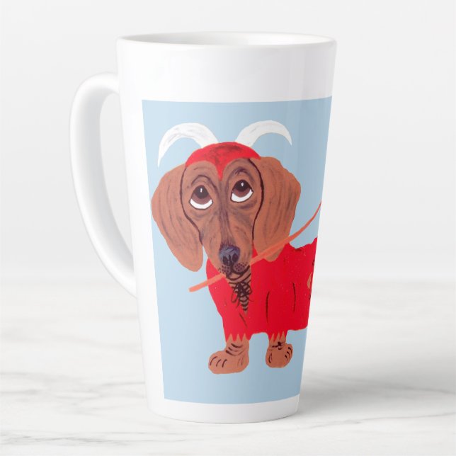 Dachshund Devil Latte Mug (Left Angle)