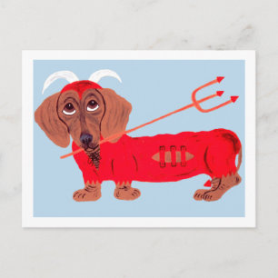 Dachshund Devil Postcard
