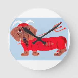 Dachshund Devil Round Clock