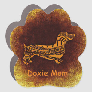 Dachshund Digital Doodle Car Magnet