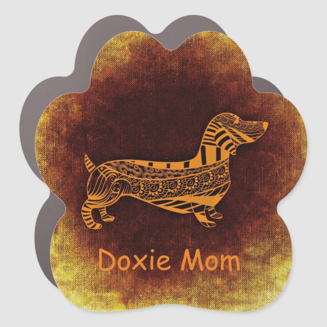 Dachshund Digital Doodle Car Magnet (Front)