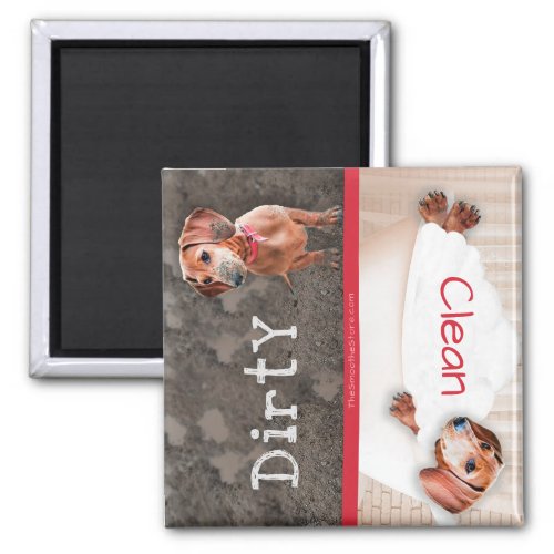 Dachshund Dishwasher Magnet Dirty Doxie Clean Red