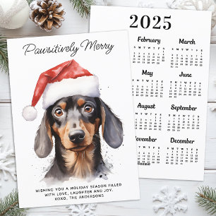 Dachshund Dog 2026 Calendar Cute Merry Christmas  Holiday Card