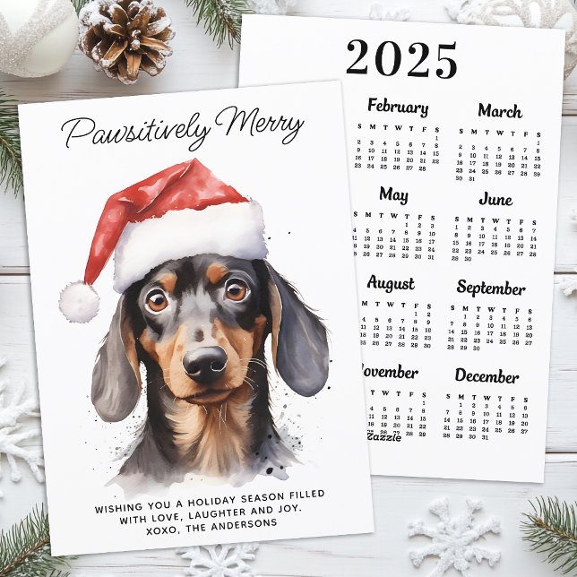 Dachshund Dog 2026 Calendar Cute Merry Christmas  Holiday Card (Creator Uploaded)