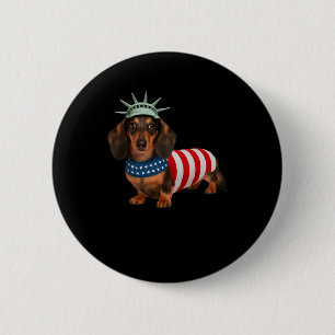 Dachshund Dog 4th Of July American Flag Gifts For Button