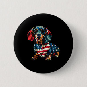 Dachshund Dog 4th Of July American Flag Gifts For Button
