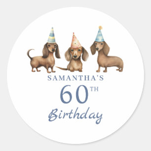 Dachshund Dog 60th Birthday Classic Round Sticker