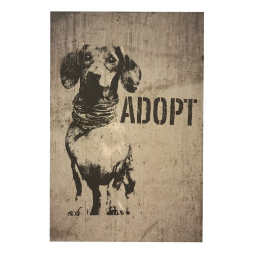 Dachshund Dog Adopt Cool Vintage  Wood Wall Art