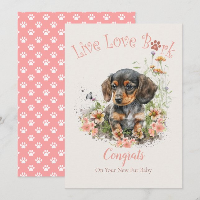 Dachshund Dog Adoption, Gotcha Day Card (Front/Back)