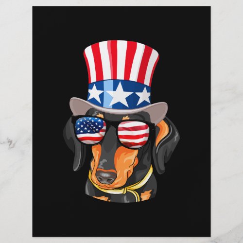 Dachshund Dog American Flag Hat Glasses Flyer