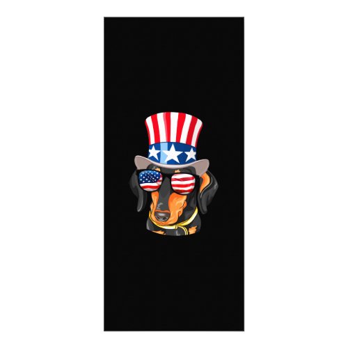 Dachshund Dog American Flag Hat Glasses Rack Card