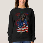 Dachshund Dog American Usa Flag 4th Of July Dog Sweatshirt