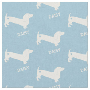 Dachshund Dog and Heart with Name Fabric