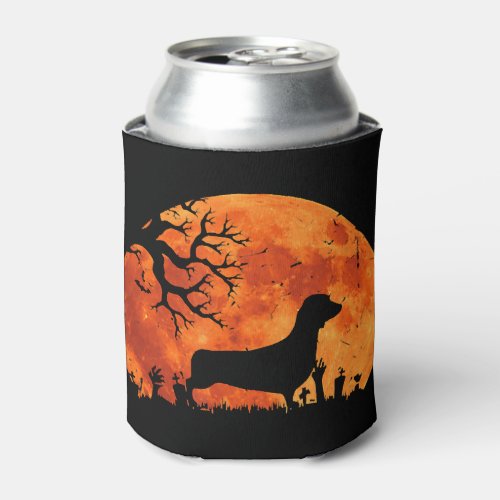 Dachshund Dog And Moon Funny Halloween Costume Can Cooler