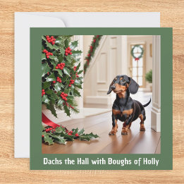 Dachshund Dog Animal Humor Funny Christmas Holiday Card