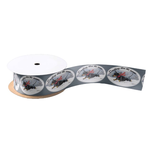 Dachshund Dog Art Christmas Ribbon (Spool)