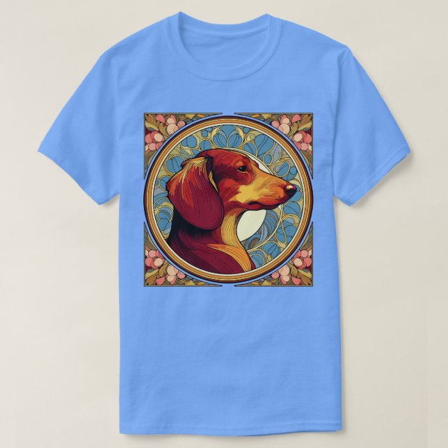 Dachshund Dog Art Nouveau Style T-Shirt (Design Front)