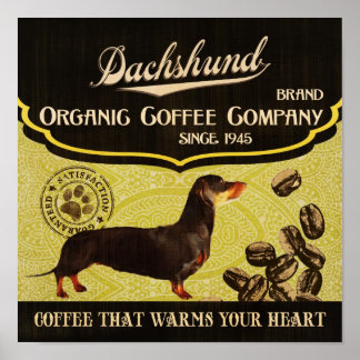 Dachshund Dog Art Poster- Organic Coffee Company Poster