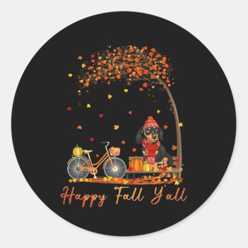 Dachshund Dog Autumn Fall Pumpkin Truck Mappe Than Classic Round Sticker