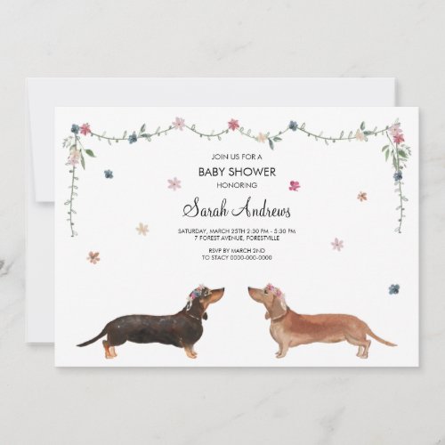 Dachshund Dog Baby Shower Card