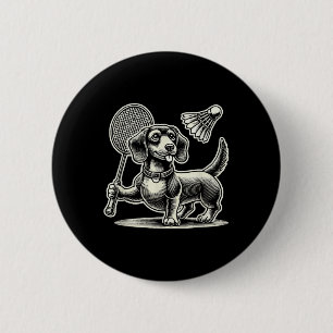 Dachshund Dog Badminton Player Shuttle Men Women  Button