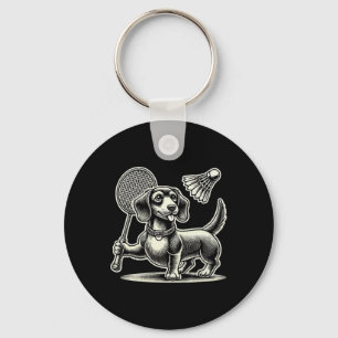Dachshund Dog Badminton Player Shuttle Men Women Keychain