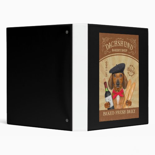 Dachshund Dog Bakery Shop Funny French Dachshund 3 Ring Binder