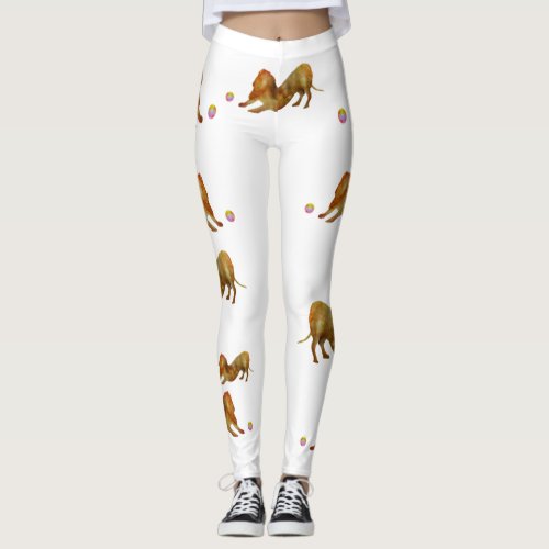 Dachshund Dog  Ball Watercolo Leggings