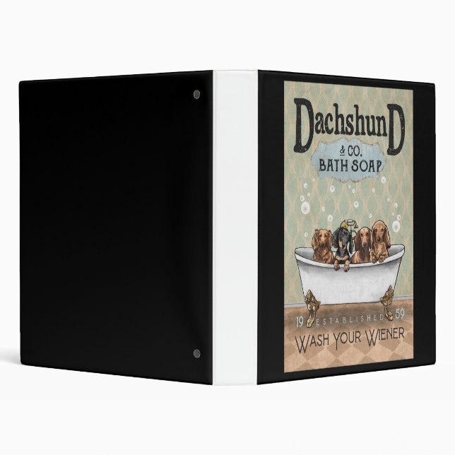 Dachshund Dog Bath Soap 3 Ring Binder (Background)