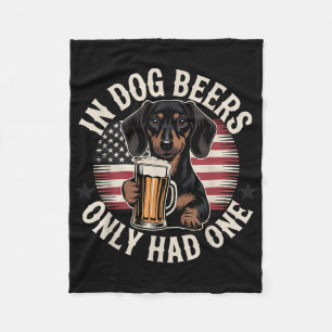Dachshund Dog Beers American Flag Funny Gift Men W Fleece Blanket