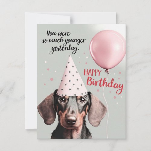 Dachshund Dog Birthday Card with Party Hat