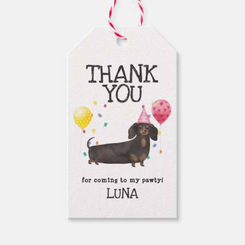 Dachshund Dog Birthday Thank You Favor Gift Tag