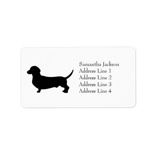 Dachshund dog black silhouette cute custom label