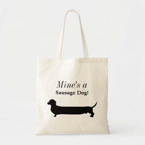 Dachshund dog black silhouette funny custom tote bag