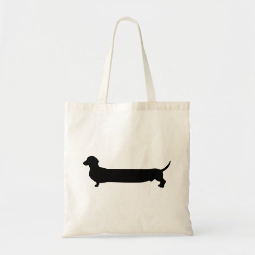 Dachshund dog black silhouette funny long back tote bag