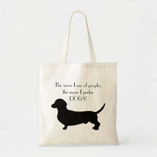 Dachshund dog black silhouette quotation cute tote bag