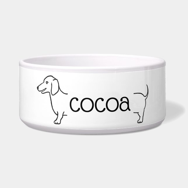 Dachshund Dog Border | Cute Doxie Name Bowl (Front)