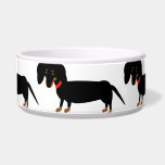 Dachshund Dog Bowl<br><div class="desc">Cute Dachshund with Red Collar Art Dog Bowl! Customize to add a Background color!</div>