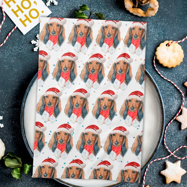 Dachshund Dog Breed Christmas Kitchen Towel (Creator Uploaded)