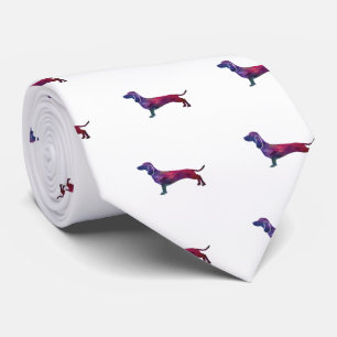 Dachshund Dog Breed Geo Silhouette Purple Neck Tie