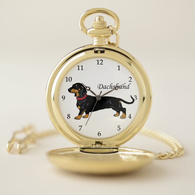 Dachshund Dog Breed .... illustration Pocket Watch (Inside)