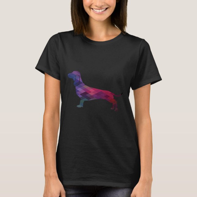 Dachshund Dog Breed Silhouette Geometric Pattern I T-Shirt (Front)