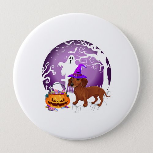 Dachshund Dog Candy Pumpkin Halloween Lover Button