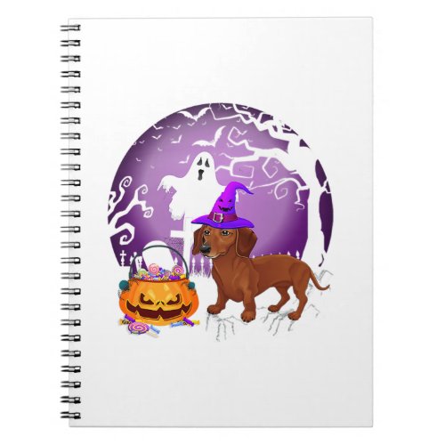 Dachshund Dog Candy Pumpkin Halloween Lover Notebook