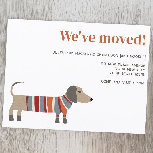 Dachshund Dog Change of Address Announcement