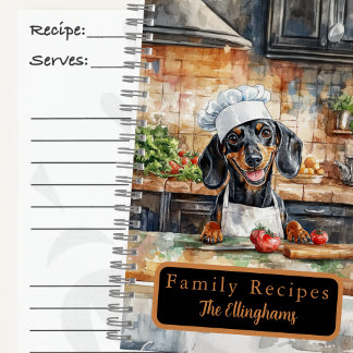 Dachshund Dog Chef Spiral Recipe Book