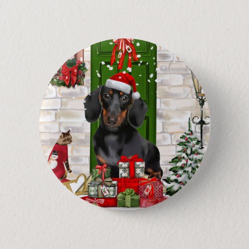 Dachshund Dog Christmas  Button
