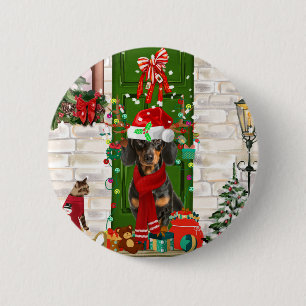 Dachshund Dog Christmas Button